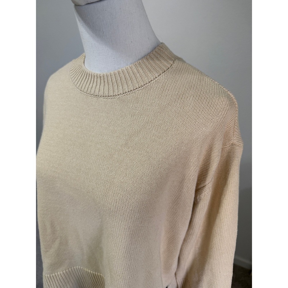 GAP Womens Beige Chunky Heavyweight Crewneck Long Sleeve Knit Sweater Medium - Picture 2 of 8